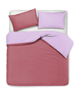Set copripiumino federe letto bicolor double face parure copripiumino in cotone made in Italy MOSTO/GLICINE