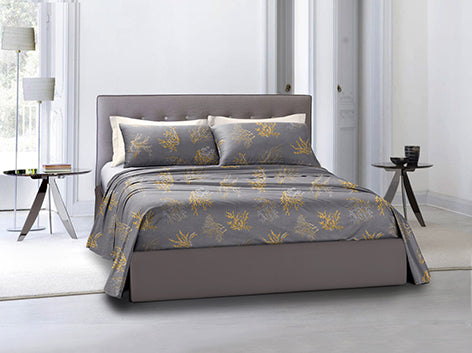 Completo letto lenzuola federe bifaccia double face stampa digitale in cotone made in italy OCEANO GRIGIO/BIANCO