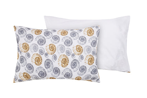 Set 2 federe coppia di federe bifaccia doubleface stampa digitale cotone Made in Italy CONCHIGLIETTE / BIANCO
