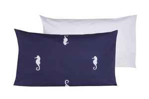 Completo letto lenzuola Cotone Federe Bifaccia cotone made in Italy CAVALLUCCIO MARINO / BIANCO