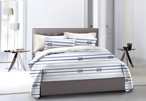 Set Copripiumino federe bifaccia Doubleface parure Copripiumino Stampa Digitale Cotone Made in Italy NODI / BIANCO