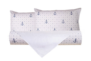 Set Copripiumino Federe Bifaccia Parure Copripiumino in Cotone Made in Italy ANCORE / BIANCO