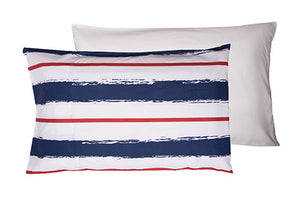 Set Copripiumino federe bifaccia Doubleface parure Copripiumino Stampa Digitale 100% Cotone Made in Italy RIGHE BIANCO ROSSO BLU / BIANCO