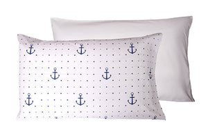 Set 2 federe coppia di federe Set 2 federe coppia di federe bifaccia doubleface stampa digitale 100% cotone Made in Italy ANCORE / BIANCO