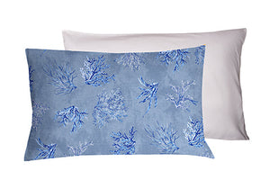 Completo letto lenzuola federe bifaccia double face stampa digitale in cotone made in italy OCEANO AZZURRO/BIANCO