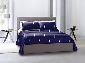 Completo letto lenzuola Cotone Federe Bifaccia cotone made in Italy CAVALLUCCIO MARINO / BIANCO