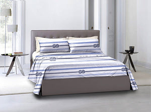 Completo letto lenzuola federe bifaccia double face stampa digitale in cotone made in italy  NODI / BIANCO