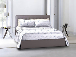 Completo letto lenzuola federe bifaccia double face stampa digitale in cotone made in italy  ANCORE / BIANCO