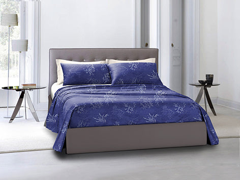 Completo letto lenzuola federe bifaccia double face stampa digitale in cotone made in italy  OCEANO BLU/BIANCO