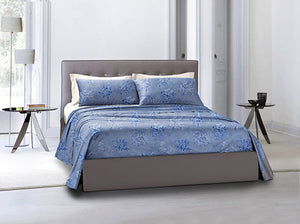 Completo letto lenzuola federe bifaccia double face stampa digitale in cotone made in italy OCEANO AZZURRO/BIANCO
