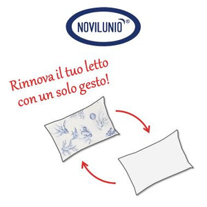 Completo letto lenzuola federe bifaccia double face stampa digitale in cotone made in italy  CORALLI TRE PESCI AZZURRO/BIANCO