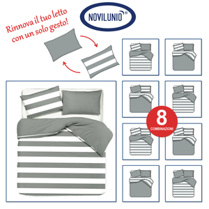 Set copripiumino federe bifaccia doubleface parure copripiumino stampa digitale 100% cotone Made in Italy DOT MINI CELESTE - NOVILUNIO.IT