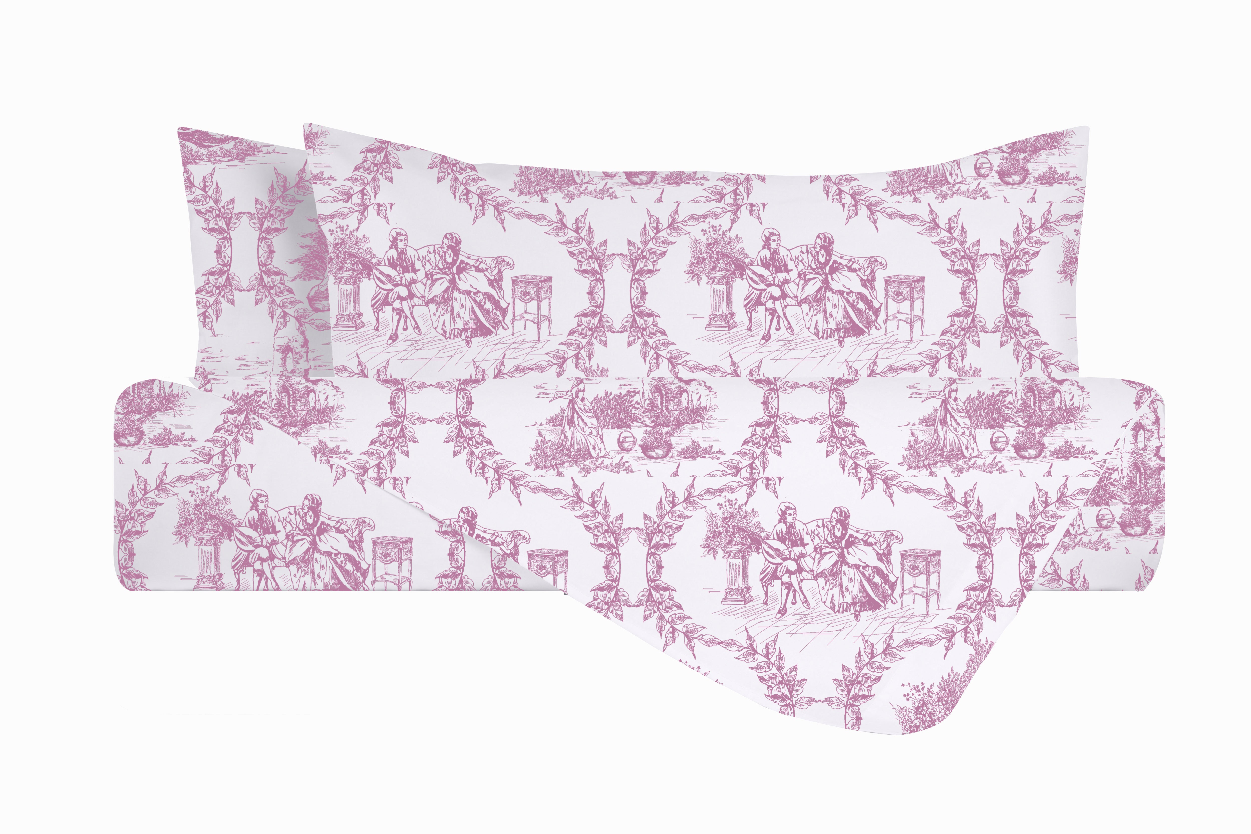 Set copripiumino federe parure Copripiumino eleganti fantasie stampa digitale 100% cotone Made in Italy TROILE DE JOUY BORGOGNA