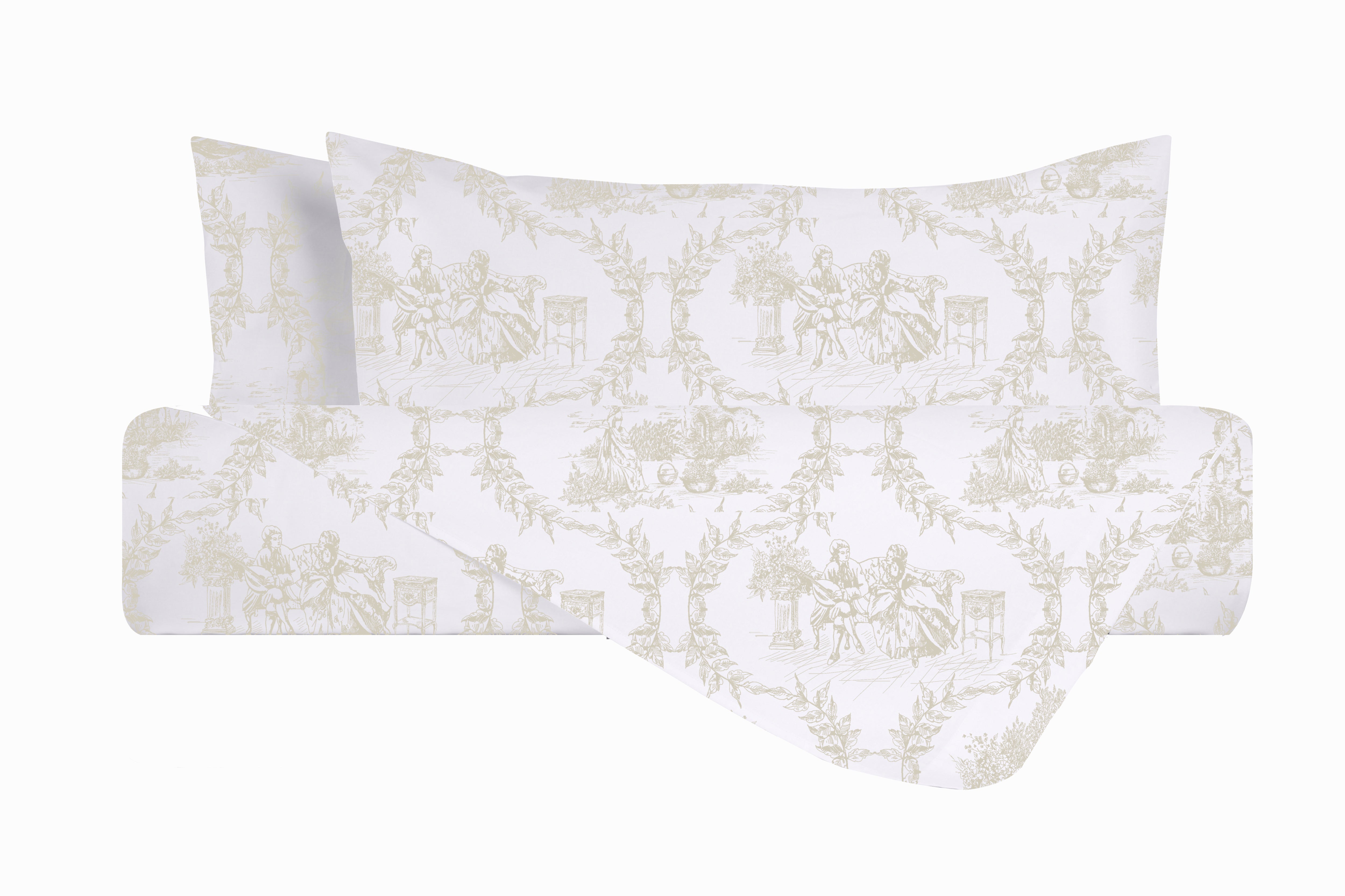 Set copripiumino federe parure Copripiumino eleganti fantasie stampa digitale 100% cotone Made in Italy TROILE DE JOUY CAMARGUE