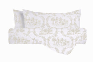 Set copripiumino federe parure Copripiumino eleganti fantasie stampa digitale 100% cotone Made in Italy TROILE DE JOUY CAMARGUE