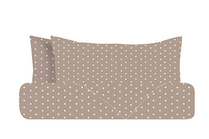Set copripiumino federe bifaccia doubleface parure copripiumino stampa digitale 100% cotone Made in Italy POIS BIANCHI SU TROTORA