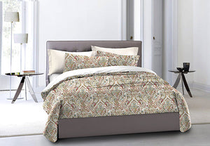 Set copripiumino federe bifaccia Doubleface parure Copripiumino eleganti fantasie stampa digitale 100% cotone Made in Italy PAISLEY DORATO