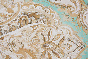 Completo letto lenzuola federe bifaccia double face stampa digitale in cotone made in italy PAISLEY VERDE/BIANCO