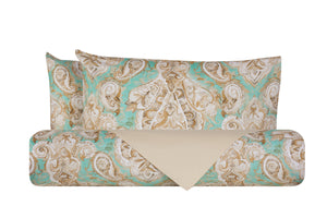 Set copripiumino federe bifaccia Doubleface parure Copripiumino eleganti fantasie stampa digitale 100% cotone Made in Italy PAISLEY VERDE
