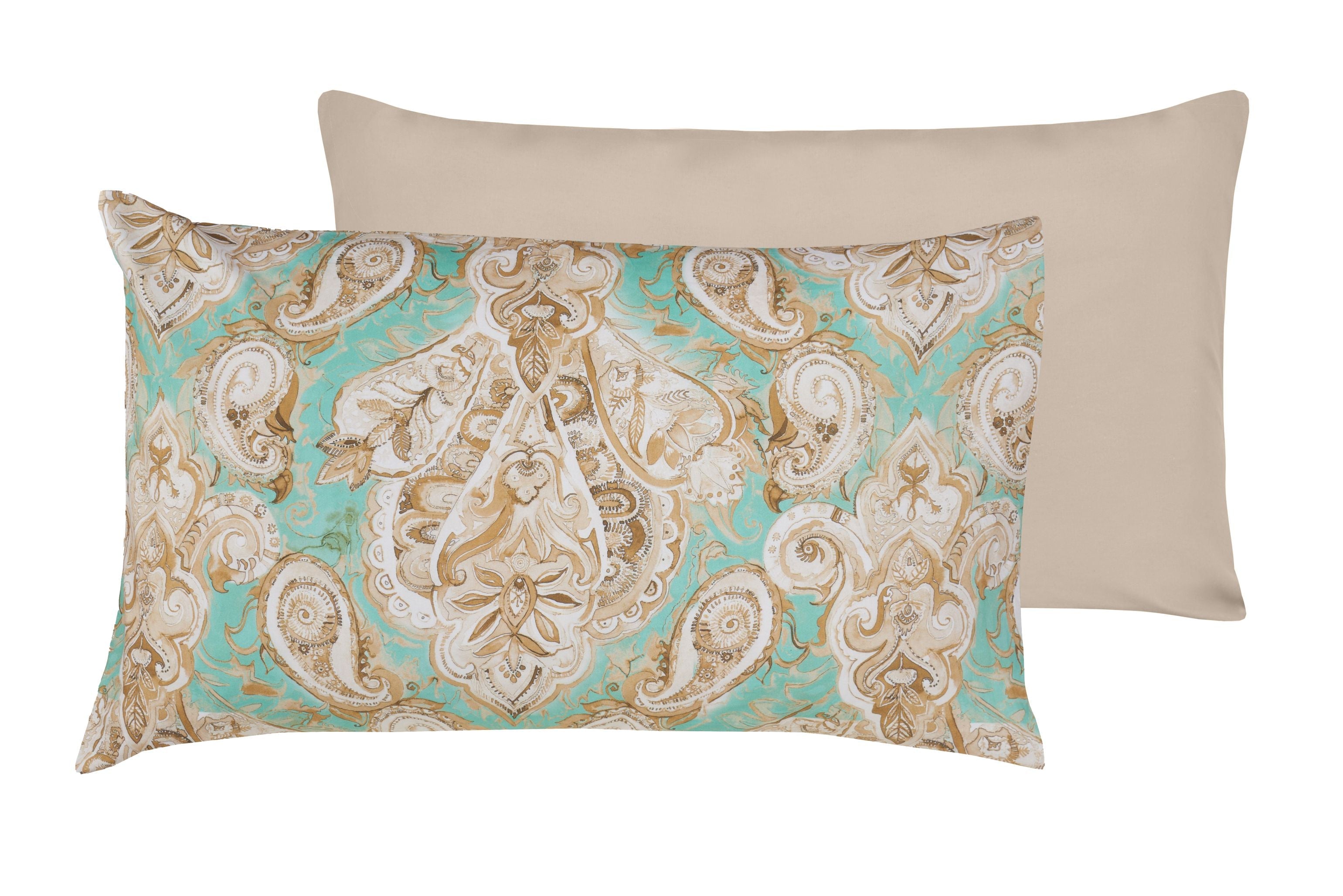 Set copripiumino federe bifaccia Doubleface parure Copripiumino eleganti fantasie stampa digitale 100% cotone Made in Italy PAISLEY VERDE