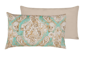 Set 2 federe coppia di federe bifaccia doubleface stampa digitale 100% cotone Made in Italy PAISLEY VERDE