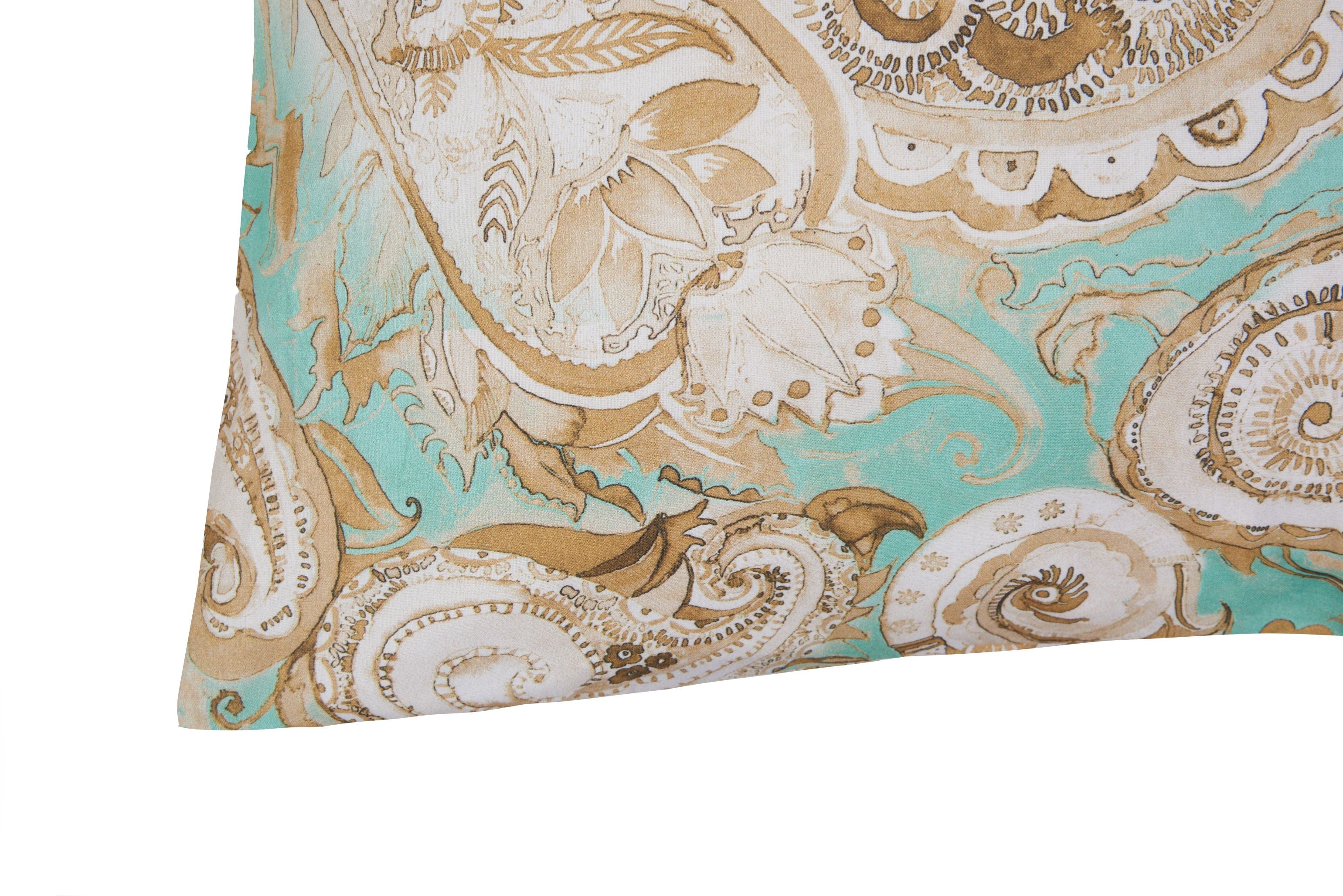 Set 2 federe coppia di federe bifaccia doubleface stampa digitale 100% cotone Made in Italy PAISLEY VERDE