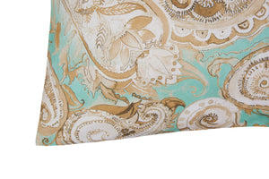 Set 2 federe coppia di federe bifaccia doubleface stampa digitale 100% cotone Made in Italy PAISLEY VERDE