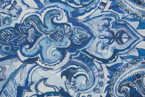Set 2 federe coppia di federe bifaccia doubleface stampa digitale 100% cotone Made in Italy PAISLEY AZZURRO
