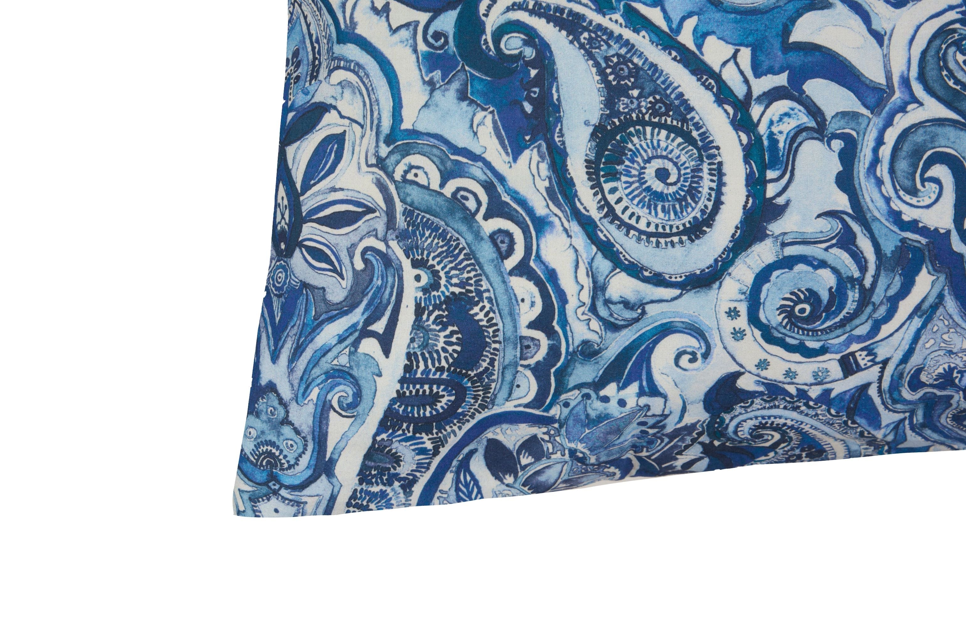 Set copripiumino federe bifaccia Doubleface parure Copripiumino eleganti fantasie stampa digitale 100% cotone Made in Italy PAISLEY AZZURRO