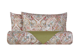Set copripiumino federe bifaccia Doubleface parure Copripiumino eleganti fantasie stampa digitale 100% cotone Made in Italy PAISLEY DORATO