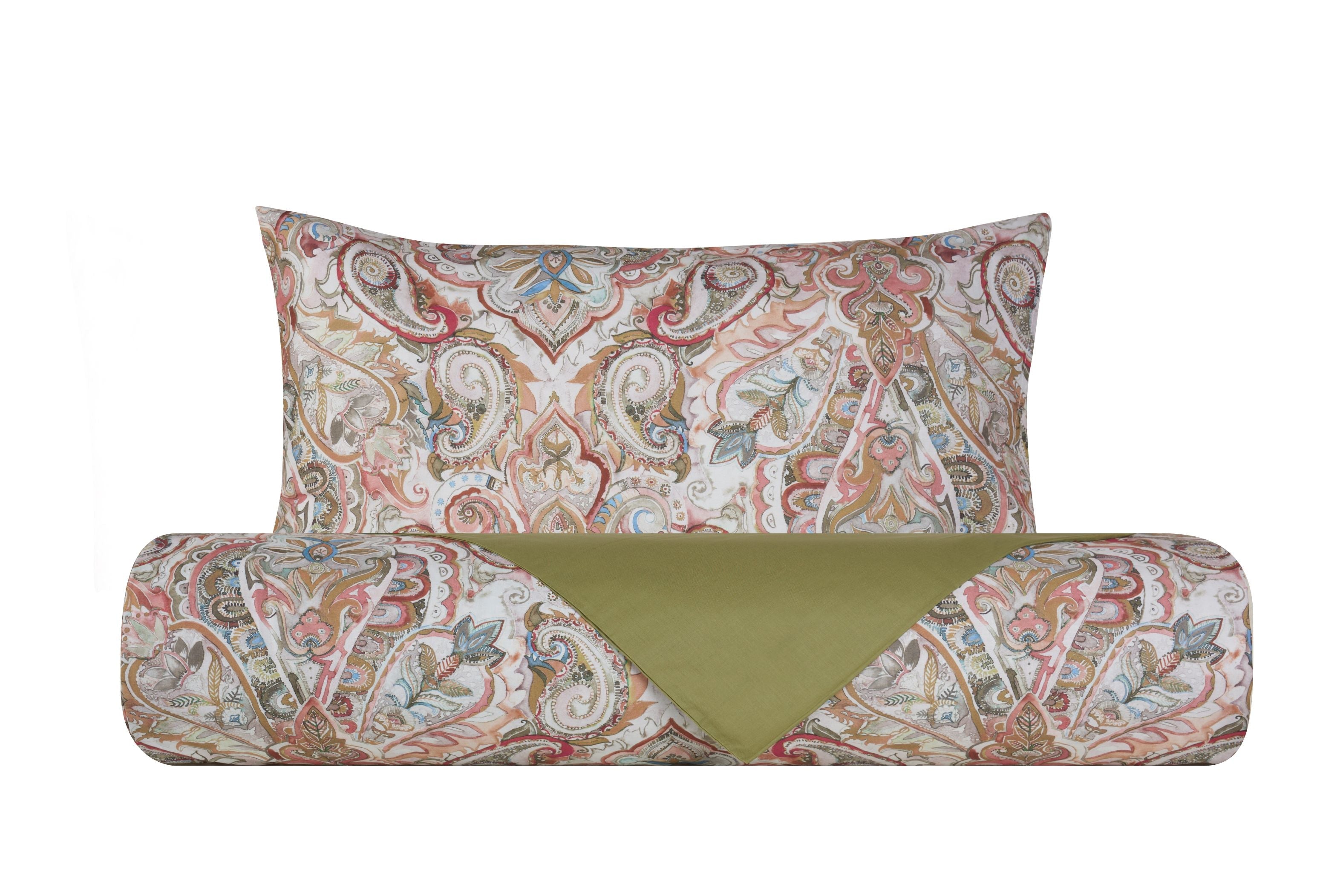 Set copripiumino federe bifaccia Doubleface parure Copripiumino eleganti fantasie stampa digitale 100% cotone Made in Italy PAISLEY DORATO