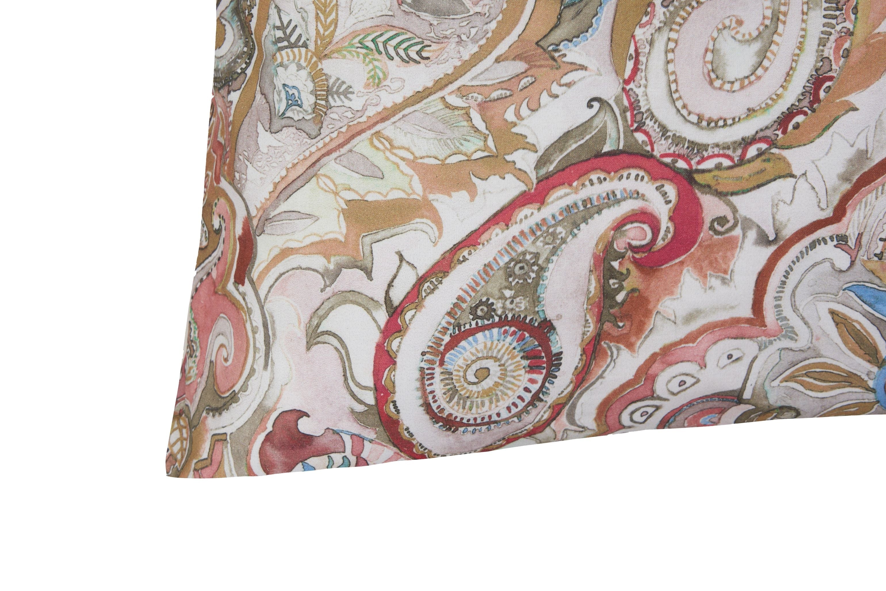 Set 2 federe coppia di federe bifaccia doubleface stampa digitale 100% cotone Made in Italy PAISLEY DORATO