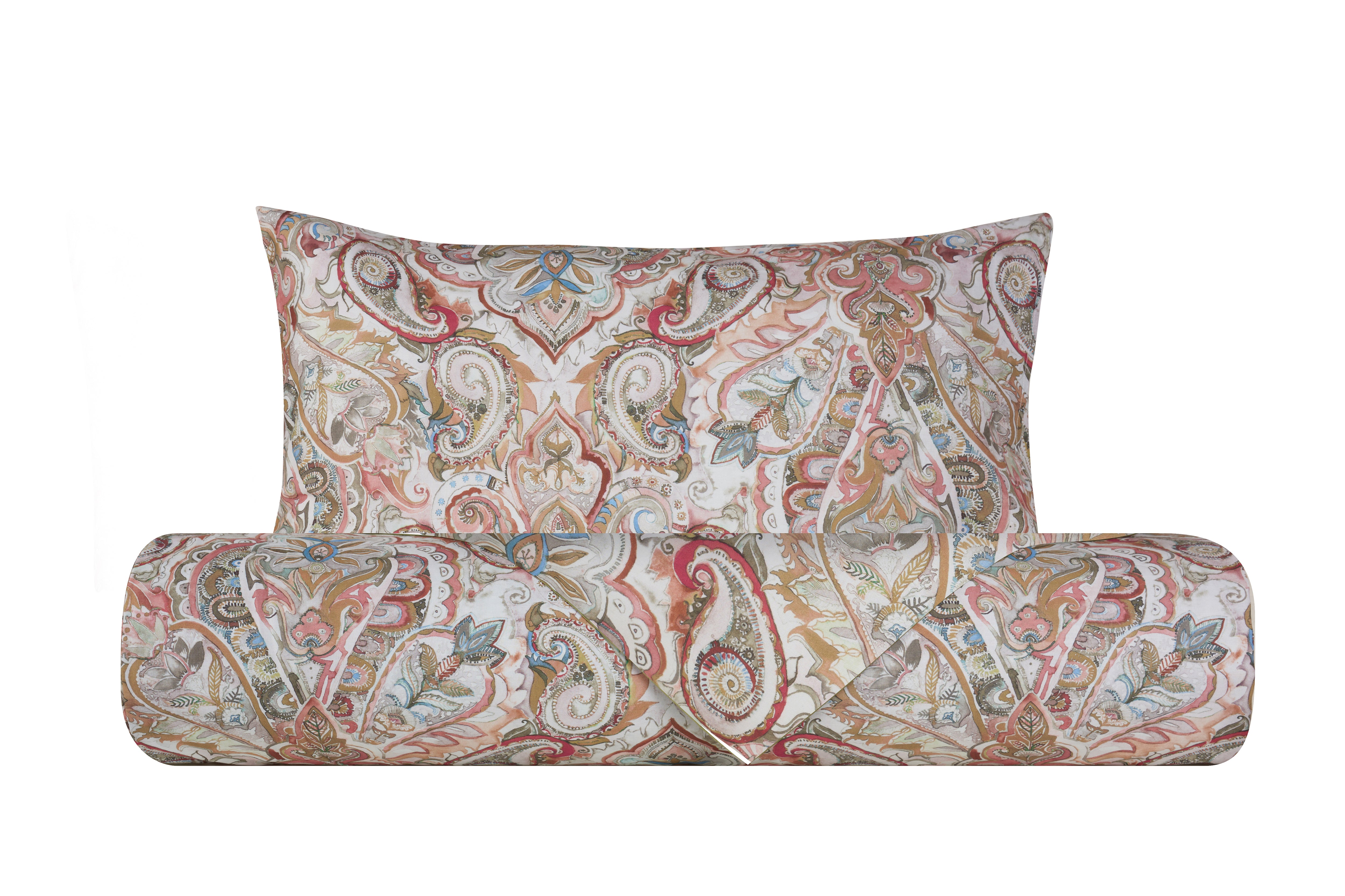 Set copripiumino federe parure Copripiumino eleganti fantasie stampa digitale 100% cotone Made in Italy PAISLEY DORATO - Vanita di raso