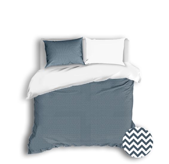 Set copripiumino federe bifaccia doubleface parure copripiumino stampa digitale 100% cotone Made in Italy ZIG ZAG GRIGIO - NOVILUNIO.IT