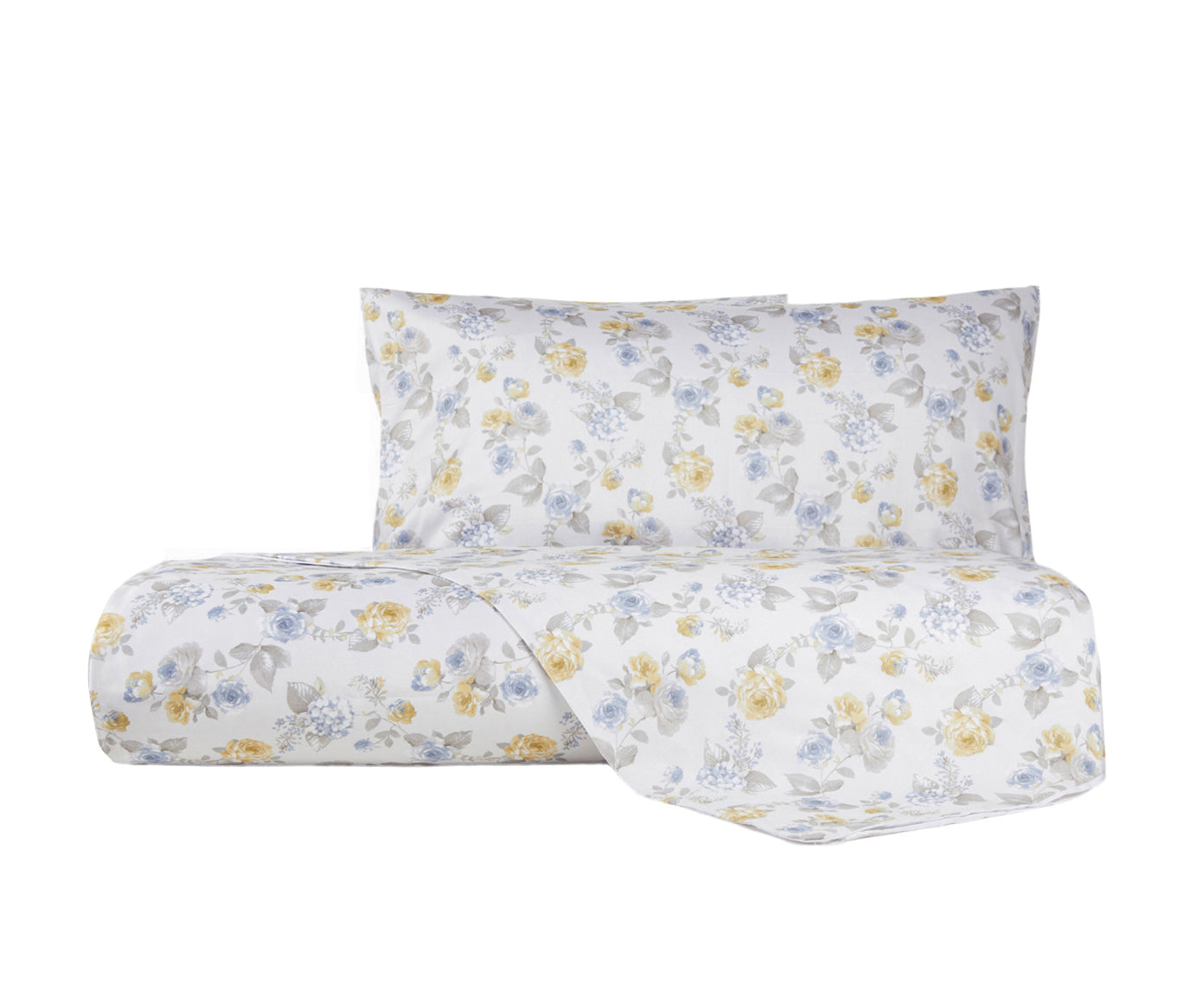 Parure Copripiumino in Raso di puro cotone Romance Azzurro - Vanita di raso