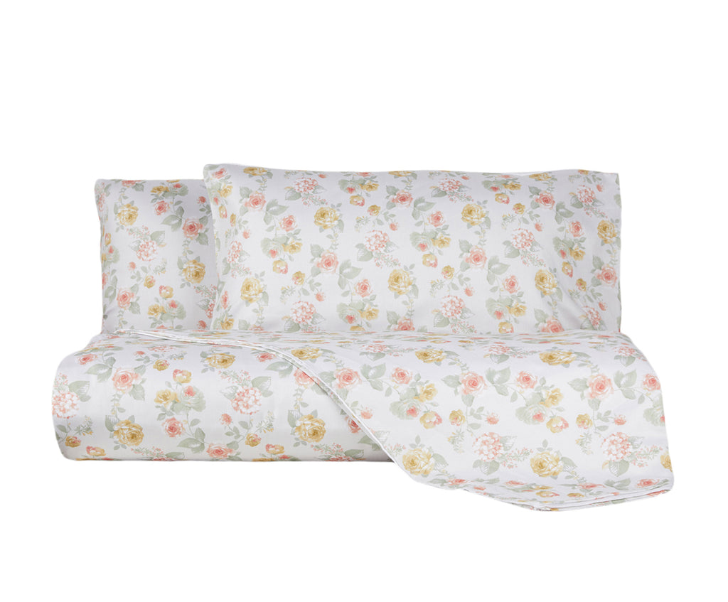 Parure Copripiumino in Raso di puro cotone Romance Pesca - Vanita di raso