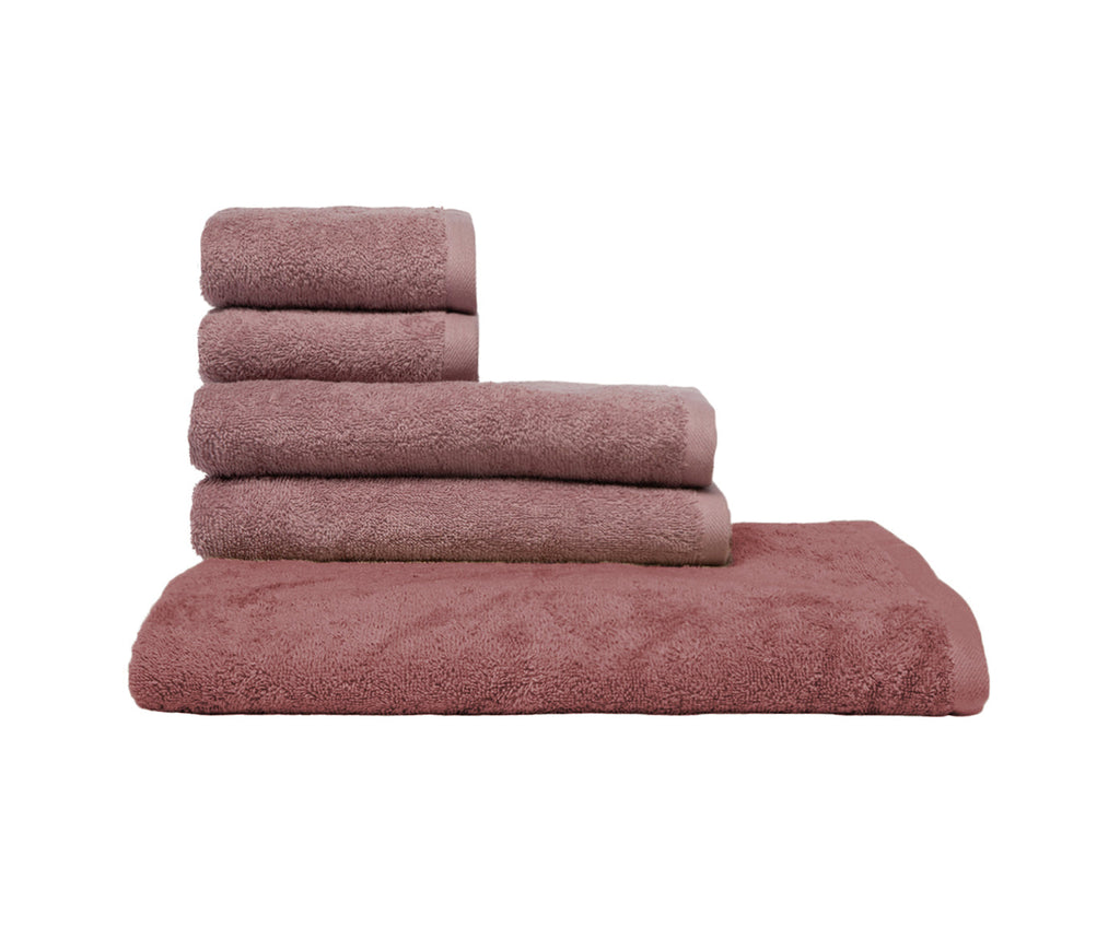 Set Asciugamani 5 Pezzi (2 Asciugamano viso 2 Asciugamano ospite 1 Telo bagno doccia) soffici morbidi assorbenti ROSA NOSTALGIA - NOVILUNIO.IT