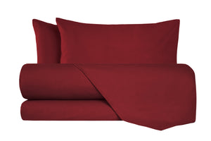 Completo letto lenzuola flanella caldo cotone 100% cotone Made in Italy  BORDEAUX