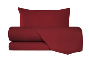 Completo letto lenzuola flanella caldo cotone 100% cotone Made in Italy  BORDEAUX
