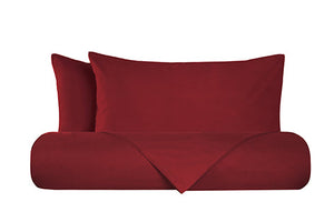 Set copripiumino federe parure copripiumino flanella caldo cotone 100% cotone Made in Italy BORDEAUX