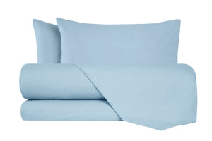 Completo letto lenzuola flanella caldo cotone 100% cotone Made in Italy  CELESTE