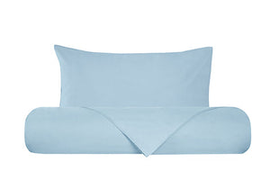 Set copripiumino federe parure copripiumino flanella caldo cotone 100% cotone Made in Italy CELESTE