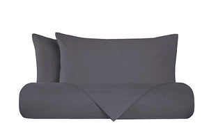 Set copripiumino federe parure copripiumino flanella caldo cotone 100% cotone Made in Italy GRIGIO FUMO