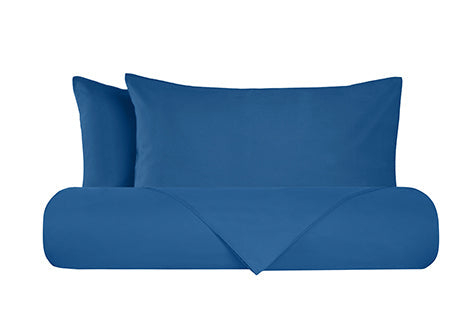 Set copripiumino federe parure copripiumino flanella caldo cotone 100% cotone Made in Italy BLU