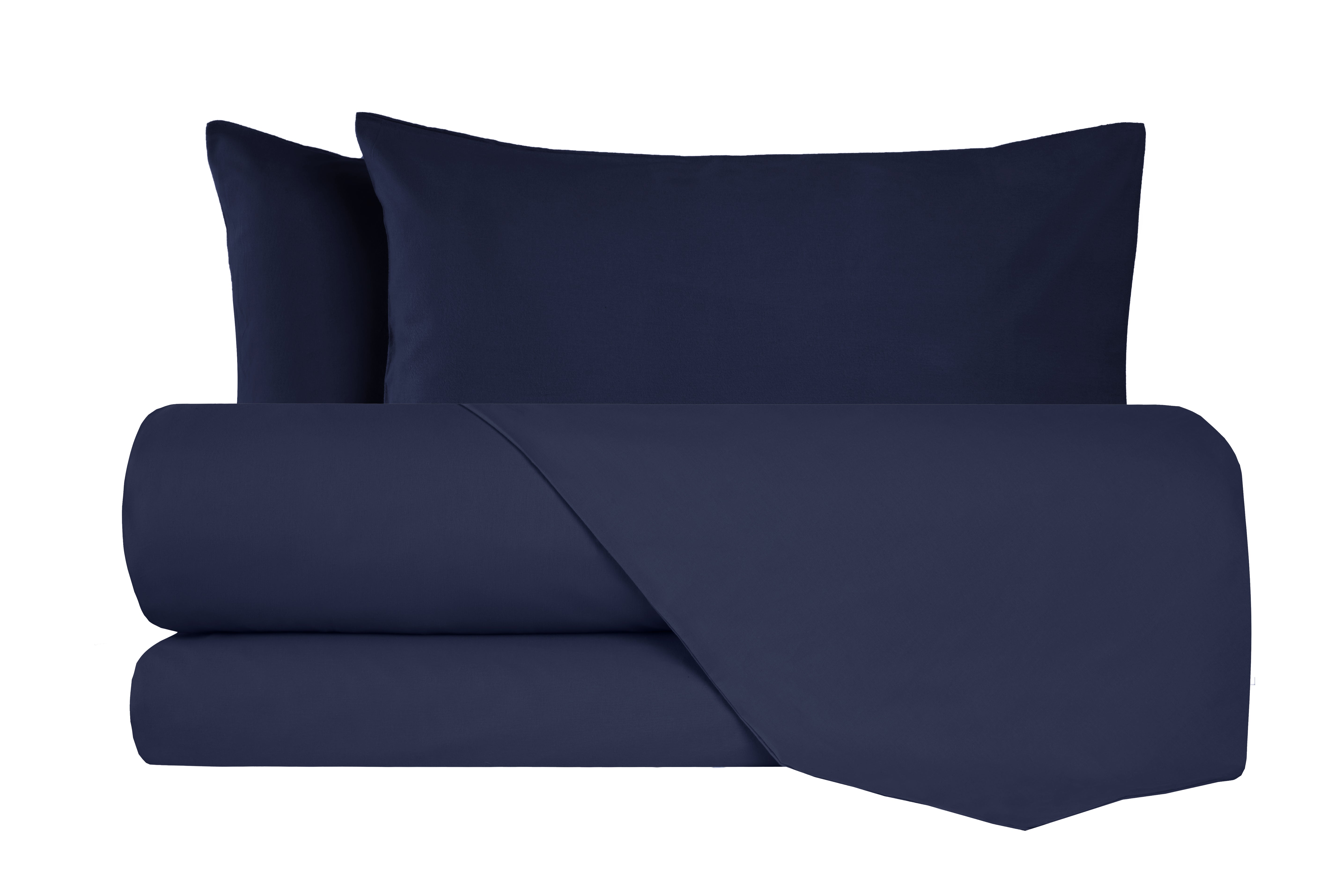Completo letto lenzuola flanella caldo cotone 100% cotone Made in Italy  BLU NOTTE