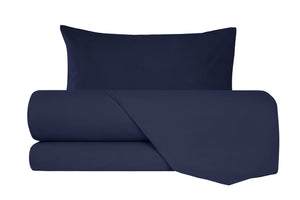 Completo letto lenzuola flanella caldo cotone 100% cotone Made in Italy  BLU NOTTE