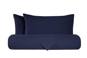 Set copripiumino federe parure copripiumino flanella caldo cotone 100% cotone Made in Italy BLU NOTTE