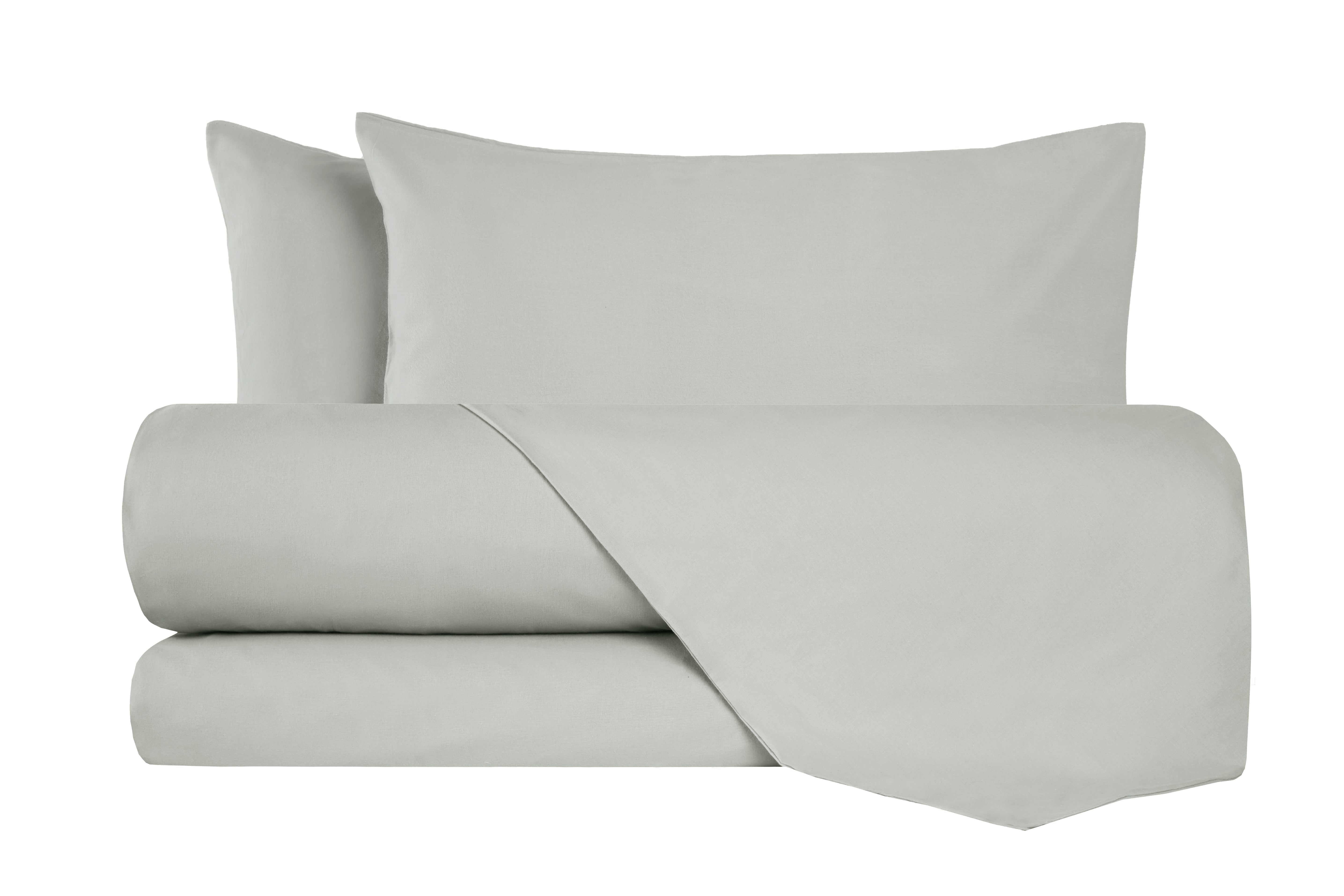 Completo letto lenzuola flanella caldo cotone 100% cotone Made in Italy  GRIGIO PERLA