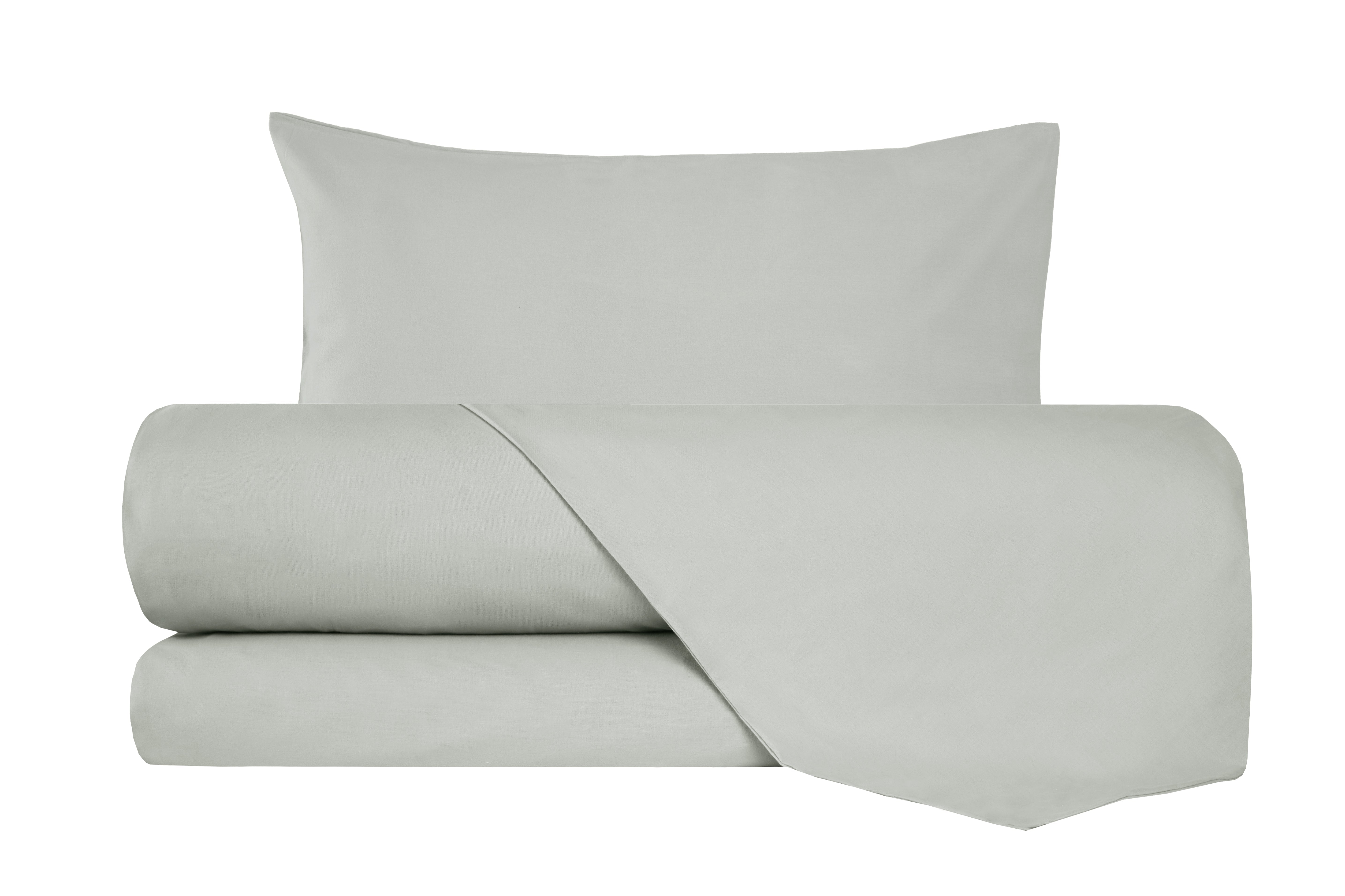 Completo letto lenzuola flanella caldo cotone 100% cotone Made in Italy  GRIGIO PERLA