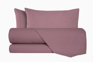 Completo letto lenzuola flanella caldo cotone 100% cotone Made in Italy  PRUGNA